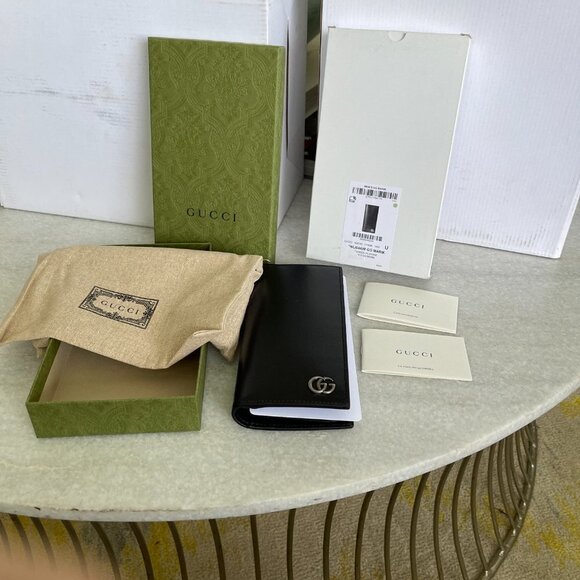 Gucci 428740 Men's Black Leather GG Marmont Vertical Wallet, Boarded Plutone - Picture 14 of 15